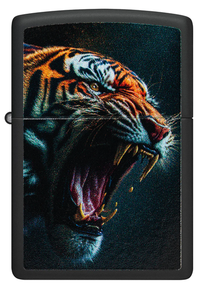 Encendedor Zippo Negro Mate Tigre Rugiendo Cod 46241