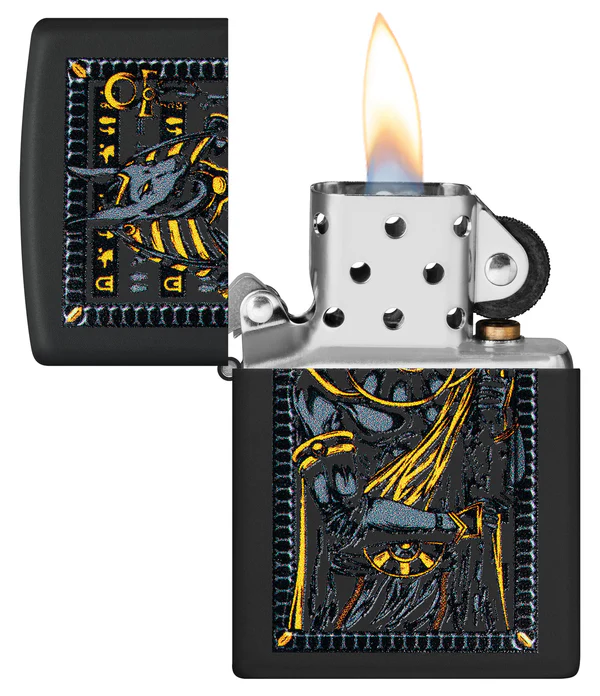 Encendedor Zippo Negro Mate Perro Egipcio Cod 46245