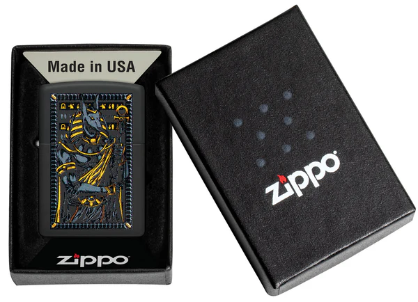 Encendedor Zippo Negro Mate Perro Egipcio Cod 46245