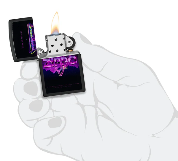 Encendedor Zippo Negro Windproof Triangulo Cod 46247