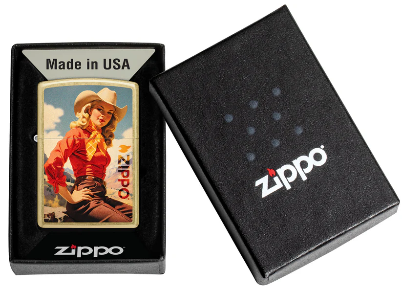 Encendedor Zippo Dorado Chica Vaquera Cod 46248