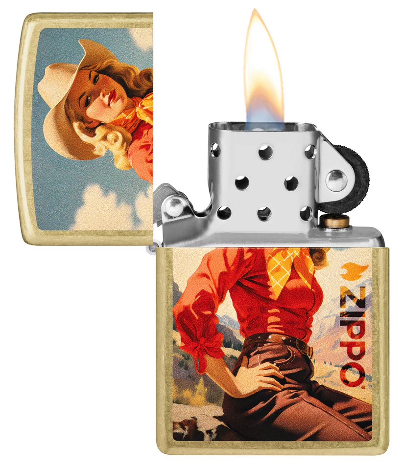 Encendedor Zippo Dorado Chica Vaquera Cod 46248
