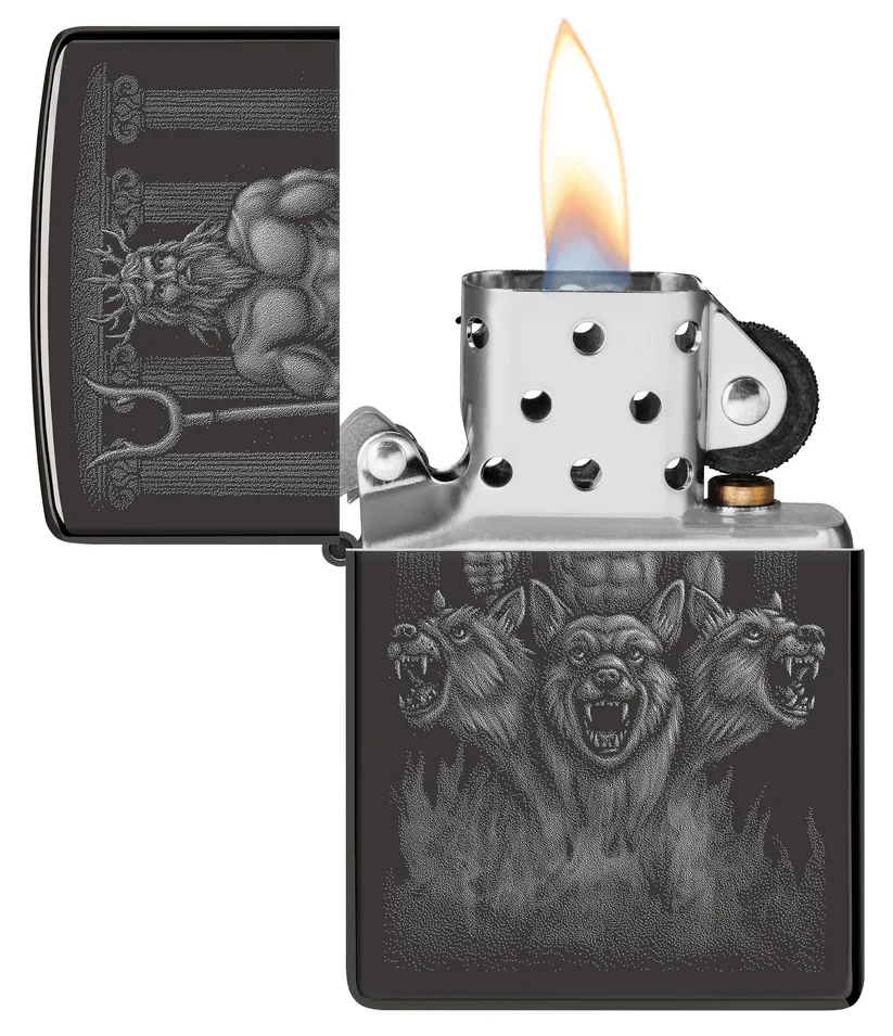 Encendedor Zippo Negro Espejo Guardián Mitológico Cod 46264