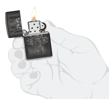 Encendedor Zippo Negro Espejo Guardián Mitológico Cod 46264