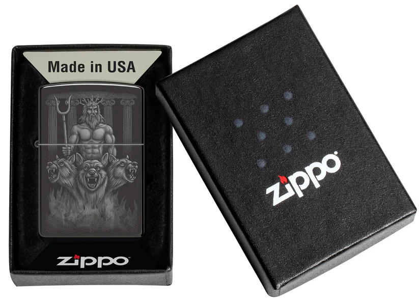 Encendedor Zippo Negro Espejo Guardián Mitológico Cod 46264