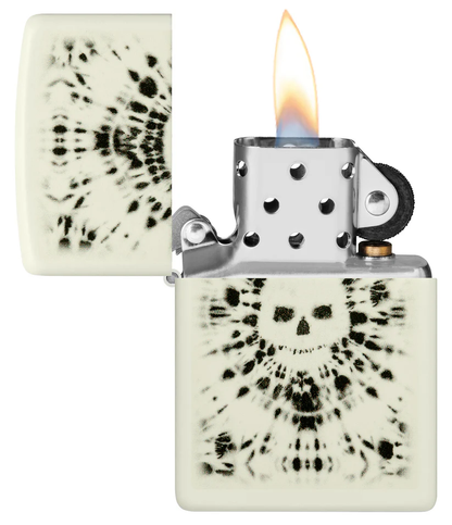Encendedor Zippo Blanco Fluorescente Calavera Cod 46289