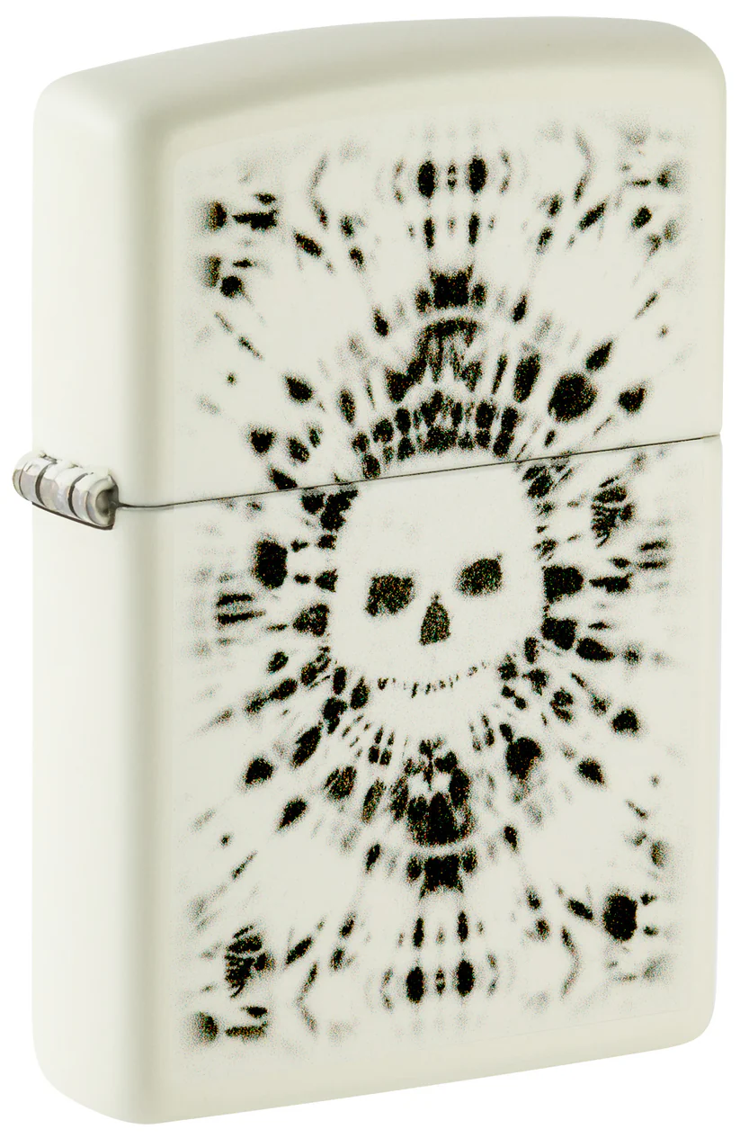 Encendedor Zippo Blanco Fluorescente Calavera Cod 46289
