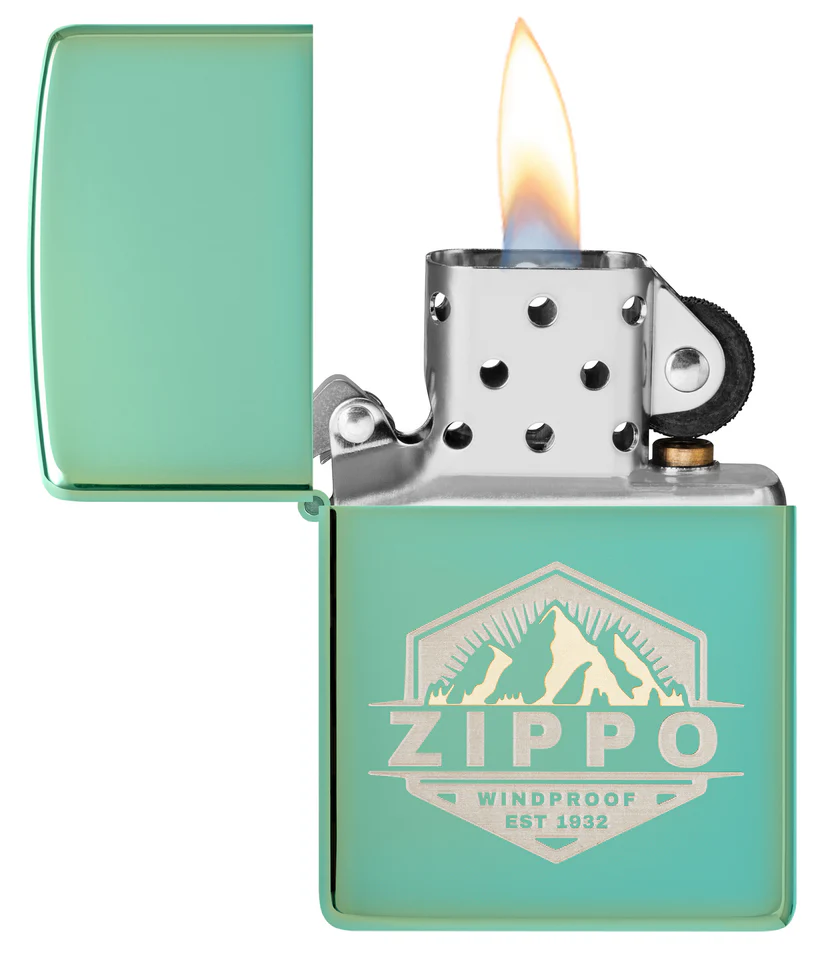 Encendedor Zippo Verde Metalizado Montañas Cod 46293