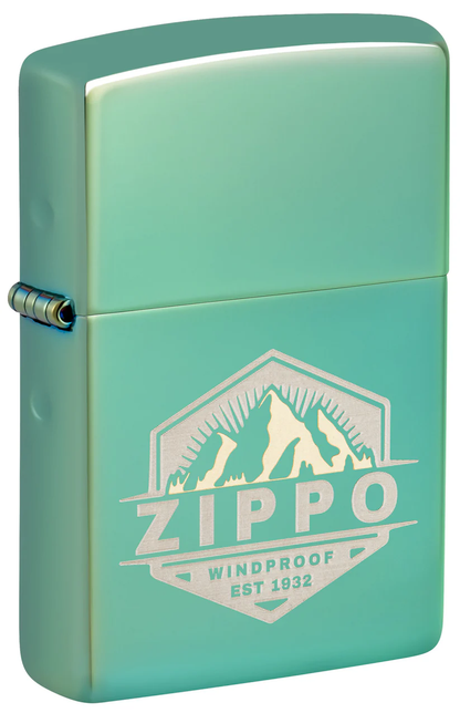 Encendedor Zippo Verde Metalizado Montañas Cod 46293