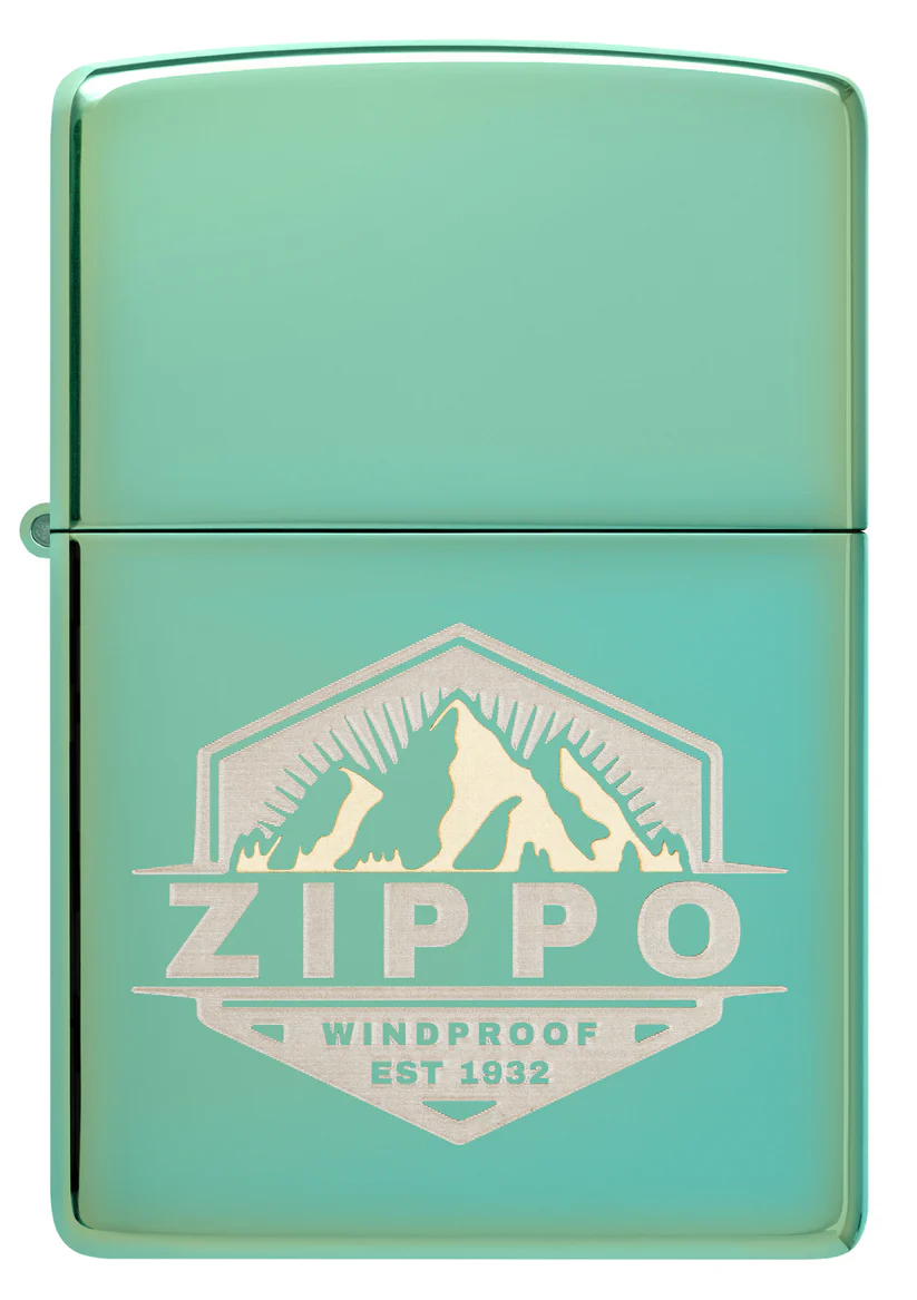 Encendedor Zippo Verde Metalizado Montañas Cod 46293