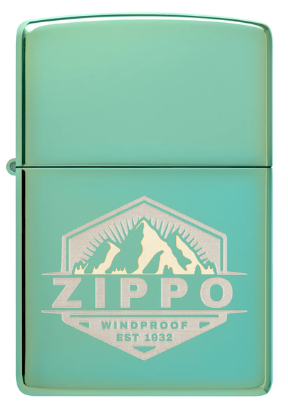 Encendedor Zippo Verde Metalizado Montañas Cod 46293
