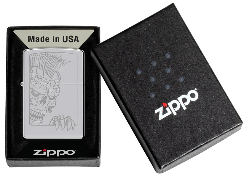 Encendedor Zippo Cromo Calavera Mohicana Cod 46426