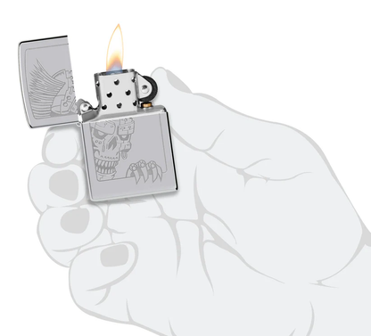Encendedor Zippo Cromo Calavera Mohicana Cod 46426