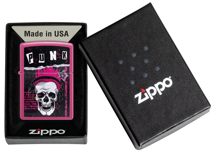 Encendedor Zippo Fucsia Calavera Punk Cod 46430