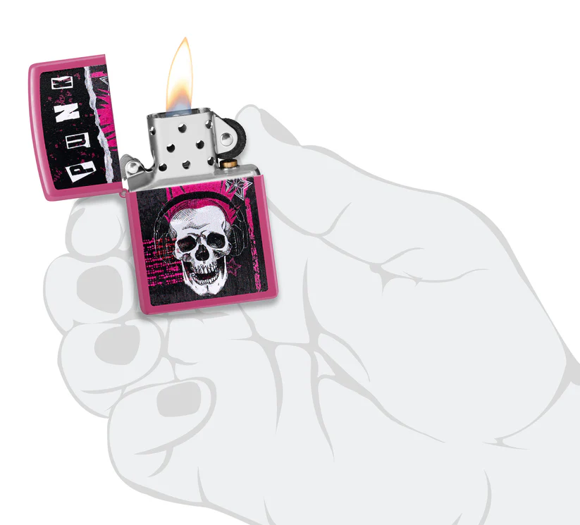 Encendedor Zippo Fucsia Calavera Punk Cod 46430