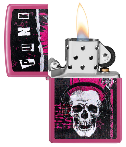 Encendedor Zippo Fucsia Calavera Punk Cod 46430