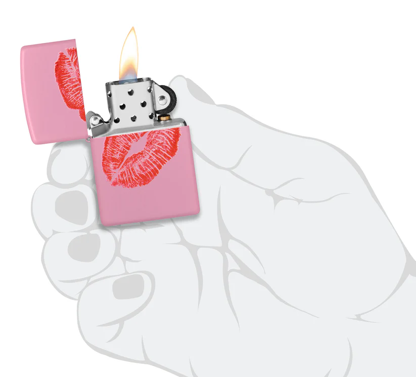 Encendedor Zippo Rosado Mate Labios Beso Cod 46470