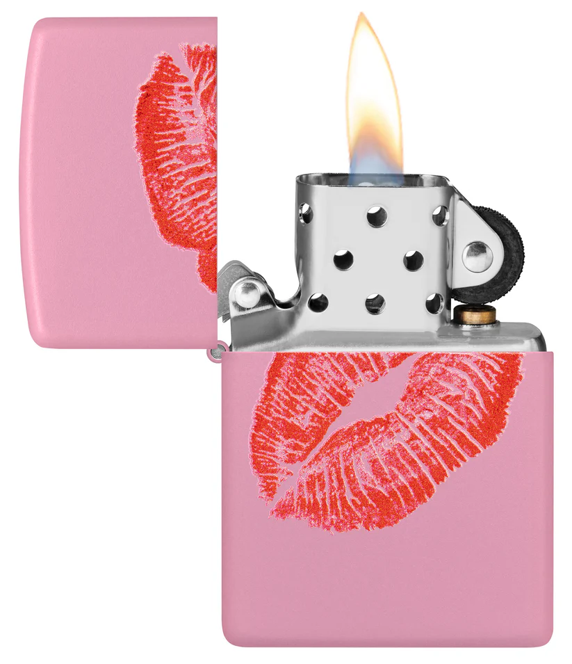Encendedor Zippo Rosado Mate Labios Beso Cod 46470