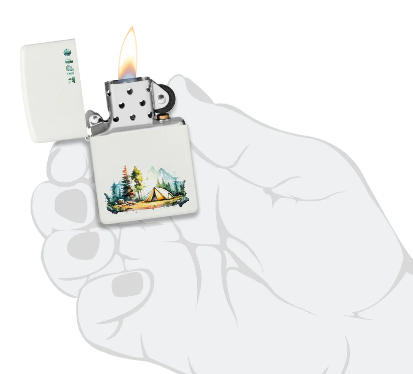 Encendedor Zippo Blanco Mate Camping Cod 46474