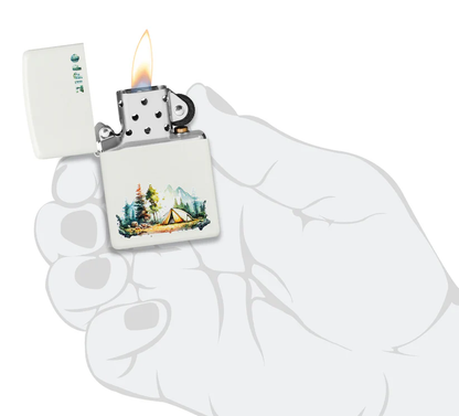 Encendedor Zippo Blanco Mate Camping Cod 46474