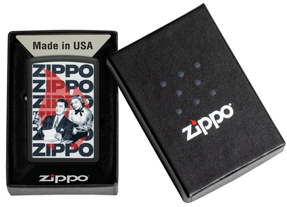 Encendedor Zippo Negro Mate Logos Pareja Cod 46475