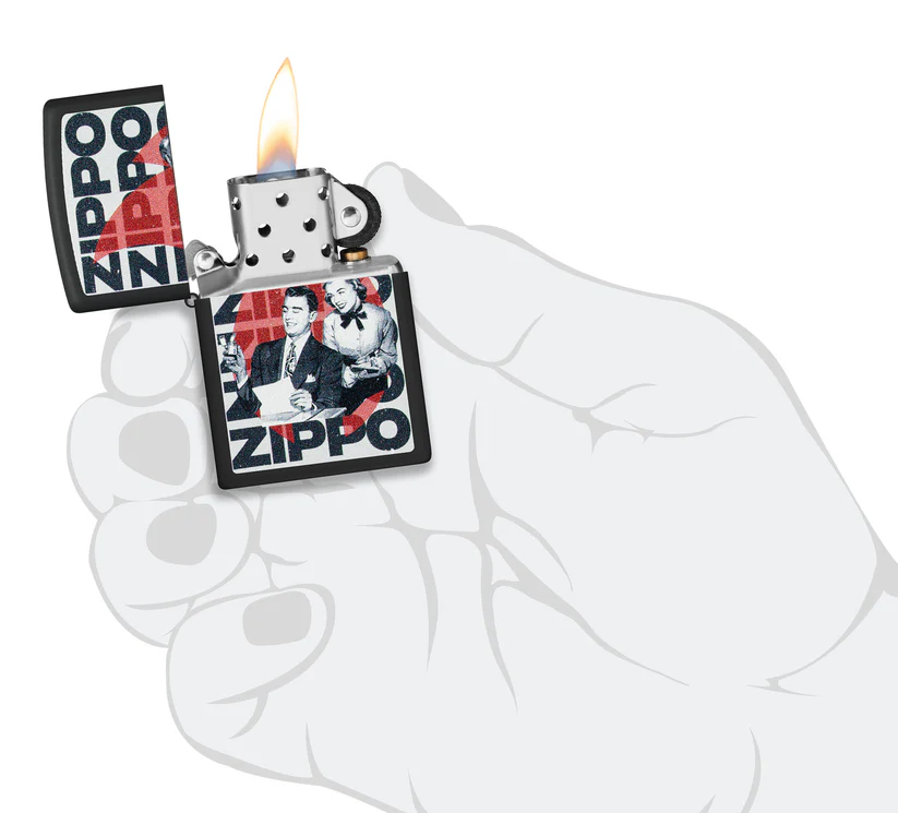 Encendedor Zippo Negro Mate Logos Pareja Cod 46475
