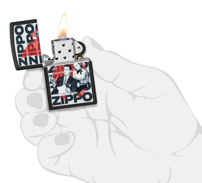 Encendedor Zippo Negro Mate Logos Pareja Cod 46475