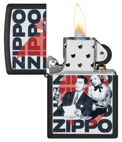 Encendedor Zippo Negro Mate Logos Pareja Cod 46475