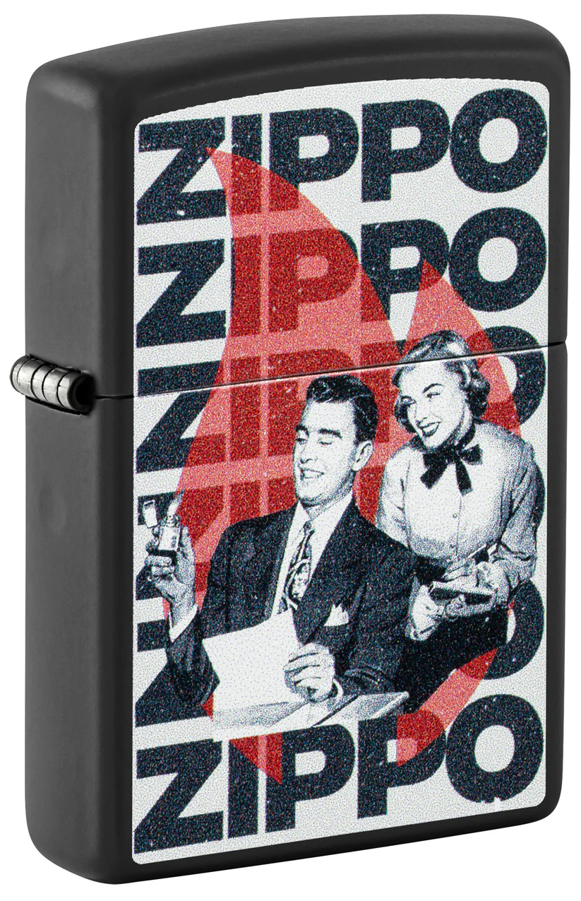 Encendedor Zippo Negro Mate Logos Pareja Cod 46475