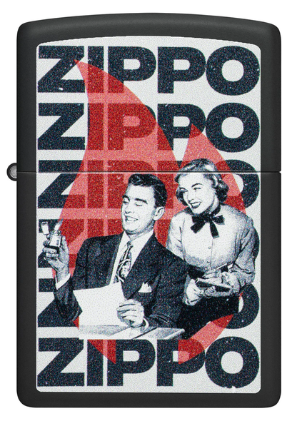 Encendedor Zippo Negro Mate Logos Pareja Cod 46475