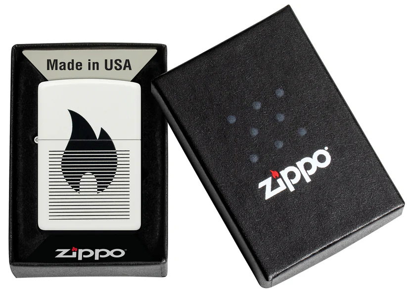Encendedor Zippo Blanco Mate Llama Líneas Cod 46485