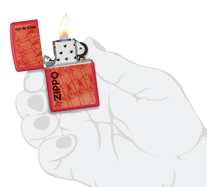 Encendedor Zippo Rojo Mate Monocromático Cod 46487