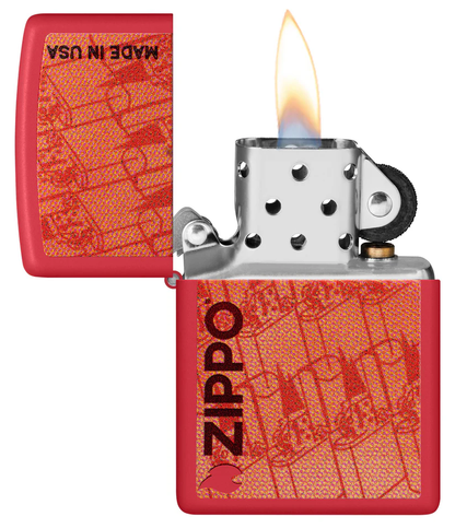 Encendedor Zippo Rojo Mate Monocromático Cod 46487