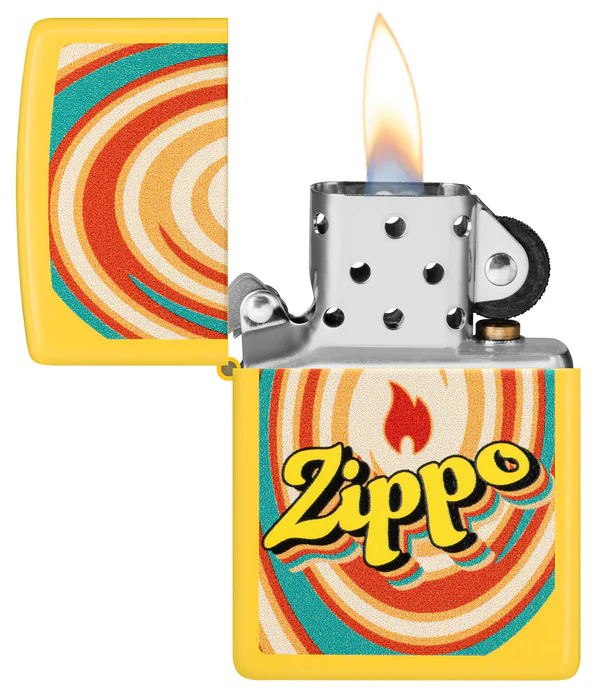 Encendedor Zippo Amarillo Logo Retro Llama Cod 46570