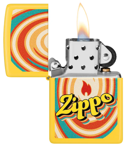 Encendedor Zippo Amarillo Logo Retro Llama Cod 46570