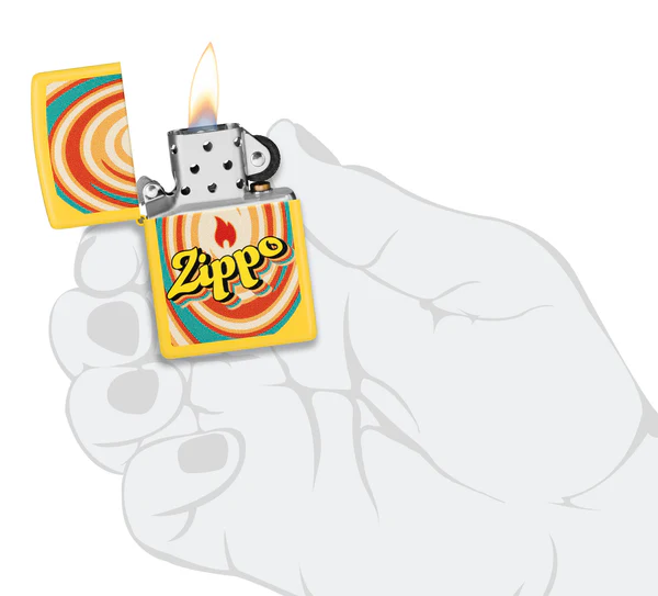 Encendedor Zippo Amarillo Logo Retro Llama Cod 46570