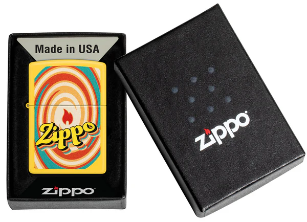 Encendedor Zippo Amarillo Logo Retro Llama Cod 46570