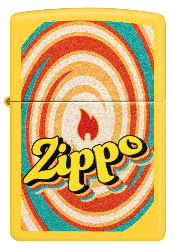 Encendedor Zippo Amarillo Logo Retro Llama Cod 46570