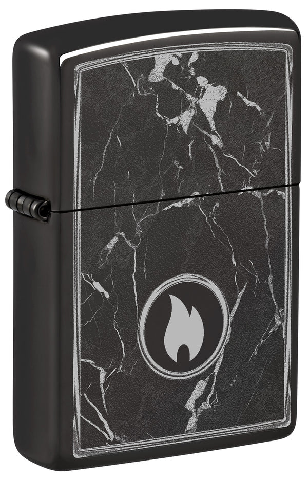 Encendedor Zippo Negro Espejo Llama Mármol Cod 46571
