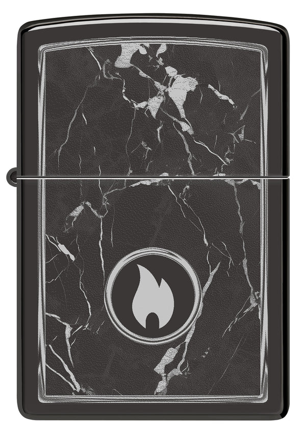 Encendedor Zippo Negro Espejo Llama Mármol Cod 46571