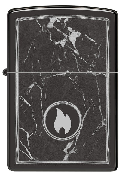Encendedor Zippo Negro Espejo Llama Mármol Cod 46571