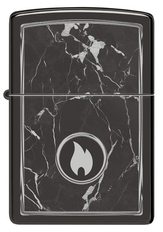Encendedor Zippo Negro Espejo Llama Mármol Cod 46571