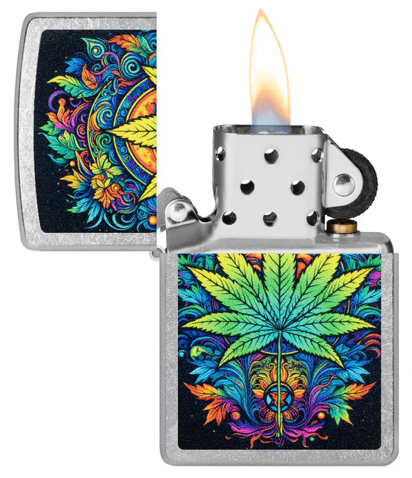 Encendedor Zippo Cromo Cannabis Multicolor Cod 46575