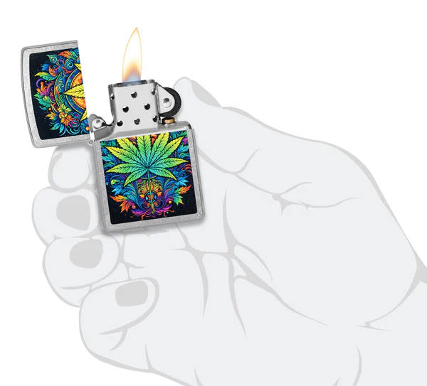 Encendedor Zippo Cromo Cannabis Multicolor Cod 46575