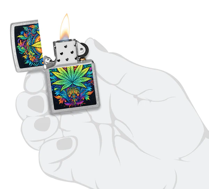 Encendedor Zippo Cromo Cannabis Multicolor Cod 46575
