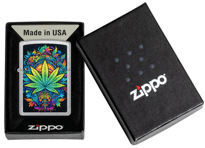 Encendedor Zippo Cromo Cannabis Multicolor Cod 46575