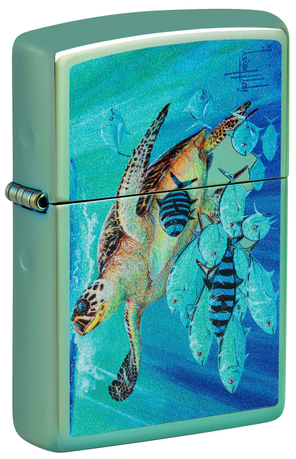 Encendedor Zippo Verde Espejo Tortuga Cod 46589