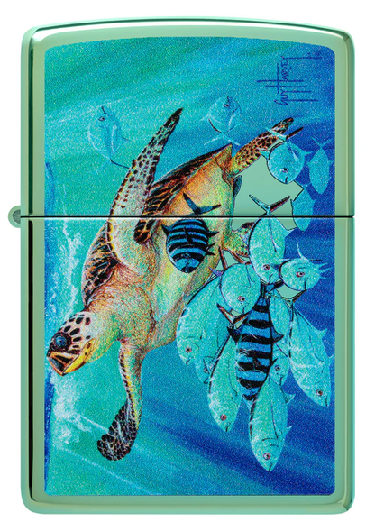 Encendedor Zippo Verde Espejo Tortuga Cod 46589