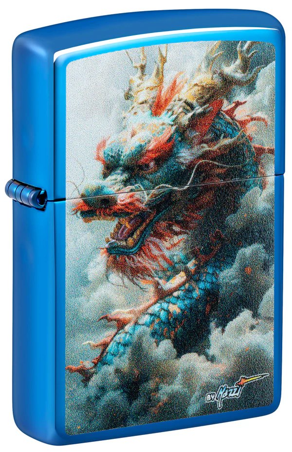 Encendedor Zippo Azul Espejo Dragón Cod 46686