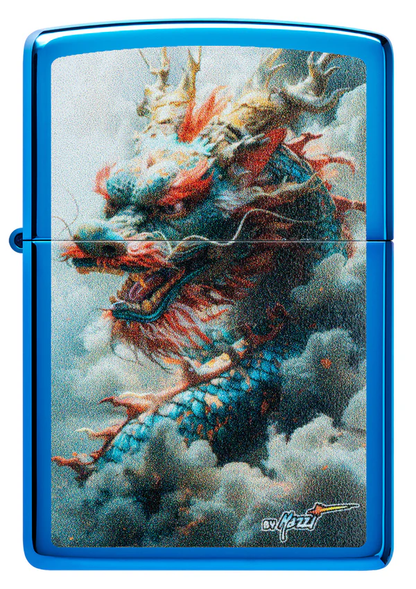 Encendedor Zippo Azul Espejo Dragón Cod 46686